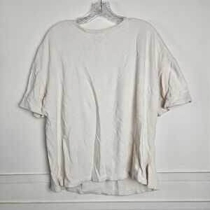 Eidyllia Organic Cotton Sustainable Sz M Cream Terry Short Sleeve Textured Shirt